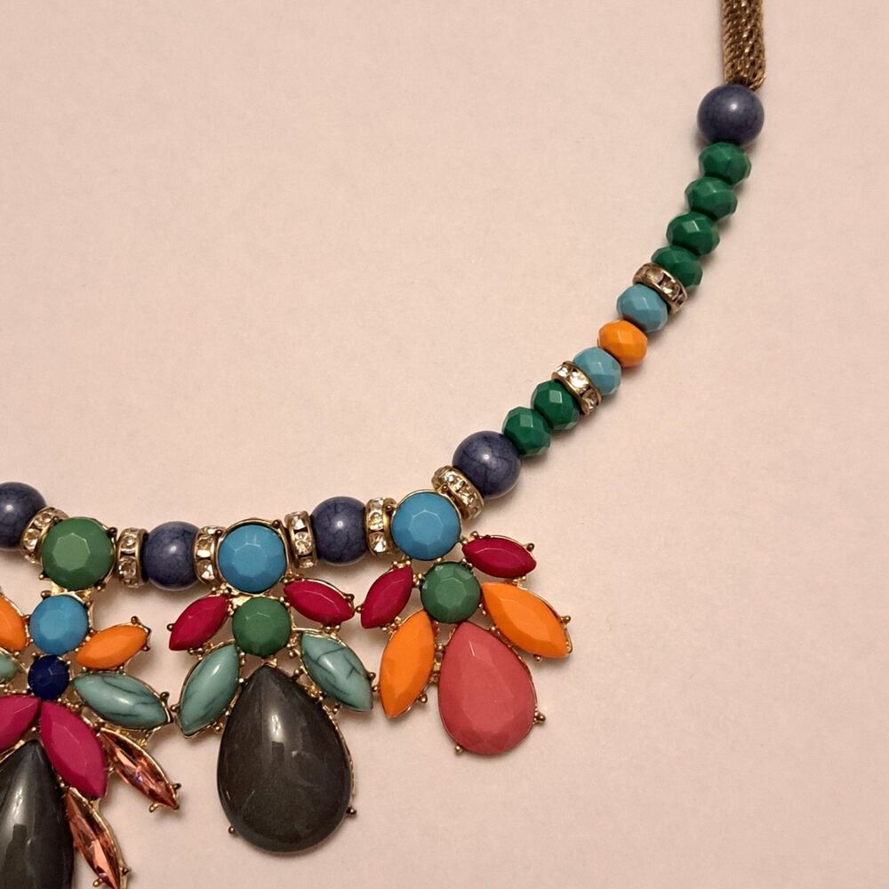 Charlotte Russe Statement Multicolor Necklace Tube Chain - Picture 4 of 6